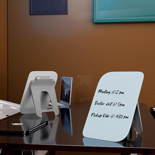 Image of LifeKrafts Dry Erase Glass Whiteboard | Desktop Easel Board for Office, Home, School, Adults & Kids | Tabletop Writing Board | Reusable Marker Board | 2 Pens & 1 Eraser | 8.5x12 Inches | Pack of 1