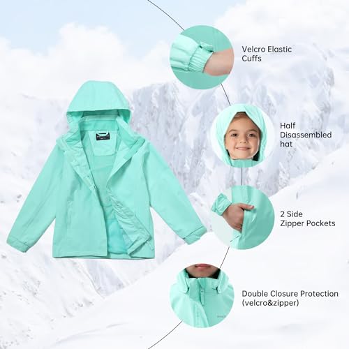 Image of YINGJIELIDE Boys Girls Waterproof Rain Jackets Kids Easy to Fold Windbreaker Lightweight Outdoor Hooded Raincoat