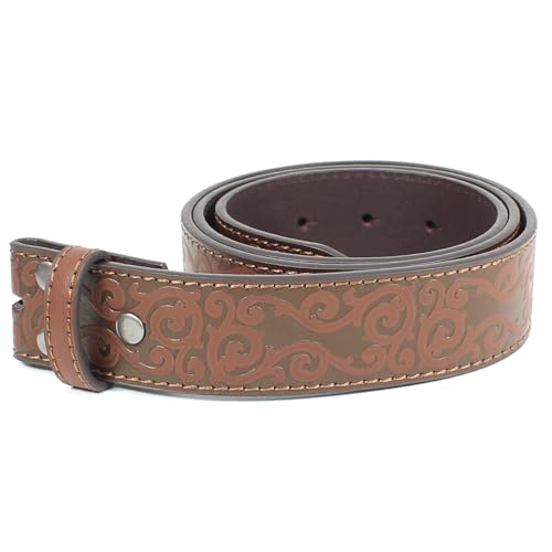 Classic Western Scroll Leather Belt Strap Without Buckle 1.5" Wide with Snaps - Vintage Cowboy Cowgirl Style4