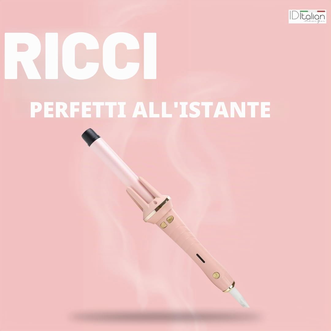 ID Italian Design Arricciacapelli Automatico Spin Curl | Tecnologia HairCare, Ricci Rapidi in 10 Secondi, Rivestimento Ceramico, Rotazione Bidirezionale, 3 Temperature