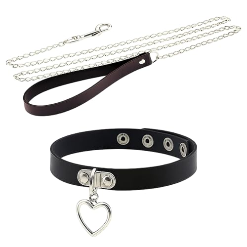 BbiuRer Halsband Damen für Sex BDSM Halsband mit Herzdesign Sexhalsbänder aus Leder Verstellbar für Bequemen Sitz Ideal für Romantische Momente