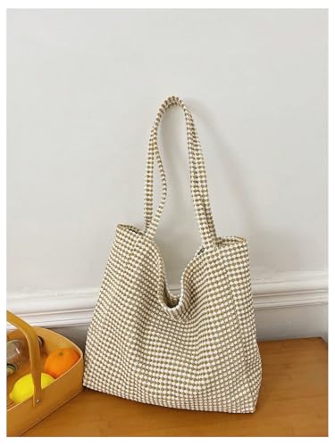 Bolso Tote de Mujer a Cuadros con Doble Correa y Gran Capacidad miniatura 2