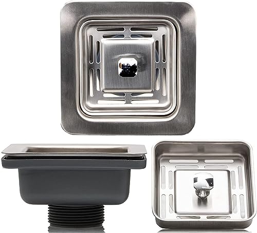 Image of Fossa 4.5 Inch Stainless Steel 5-Year Warranty Square Kitchen Sink Coupling | Drain Coupling for Home | Rust-Free & Corrosion-Resistant | Sink Strainer - Silver (Matte Finish)