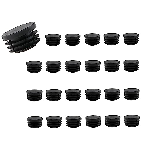 Image of Round Tubing Plug DGZZI 24PCS 28mm Black Plastic Tubing End Caps, Furnigear Black Chair End Cap
