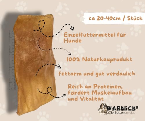 Warnick's Hundesnack Rinderkopfhautplatten - 5 kg | Große Rinderkopfhautplatten - Hart & lecker - Naturkausnack für Hunde aus 100% Rind - Zur Zahnpflege, ohne Zusätze