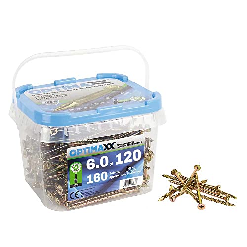 Vis à bois 6 x 120 mm Optimaxx pour fixer de grosses poutres sans fendre le matériau