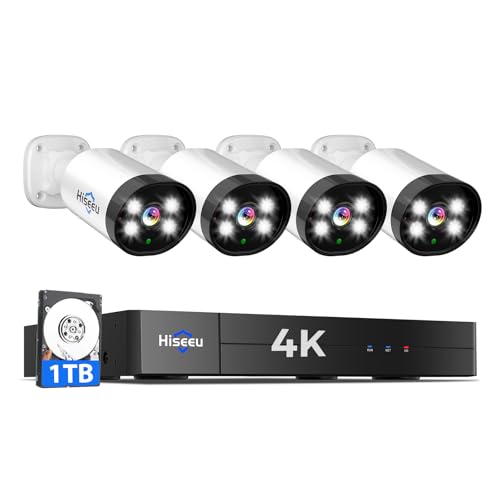 Hiseeu 4K Wired Security Camera System Outdoor with Audio,Smart Dual Light,AI Human/Vehicle...