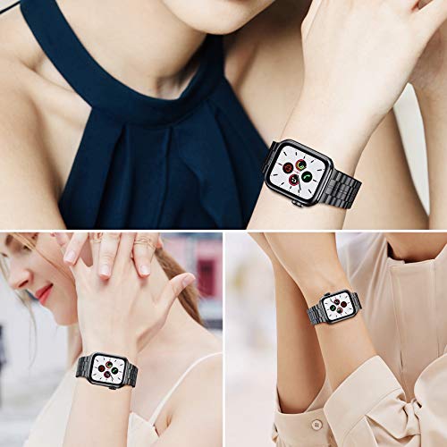 Fitlink Ultra Thin Version Solid Stainless Steel Metal Wristband Strap For Apple Watch 38/40/41/42/44/45Mm, Replacement Bracelet Band For Apple Watch Series 7/6/5/4/3/2/1/Se(42/44/45Mm,Black) #TOP6