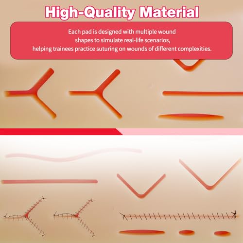 Image of 3 Pcs Suture Pad 3 Layer Suture Practice Pad with Wounds Suture Practice Kit, Hard to Rip, Tear or Break for Medical and Vet Students Veterinarian Nurses Training and Practice