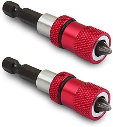 SeonFook 2 PCS Magnetic Bit Holder with Phillips PH2 Screwdriver Bits, 1/4 Inch Hex Shank Driver Bits Adjustable Depth Screw Holder Drywall Screw Bits Setter Dimpler [60mm]