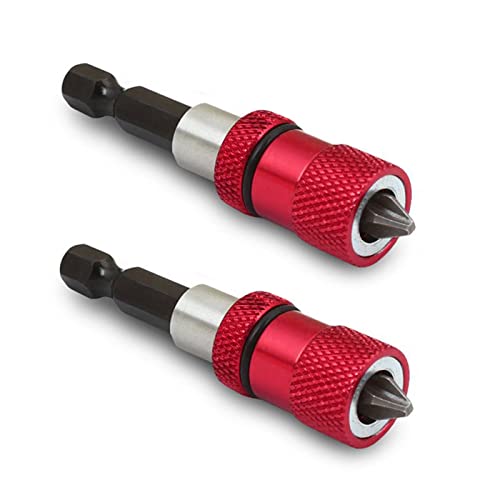 Seonfook 2 Pcs Magnetic Bit Holder With Phillips Ph2 Screwdriver Bits, 1/4 Inch Hex Shank Driver Bits Adjustable Depth Screw Holder Drywall Screw Bits Setter Dimpler [60Mm] #TOP22