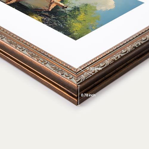 Image of eletecpro 8x10 Vintage Picture Frame, Glass Cover, Bronze, 2-Pack | Display Photo 5x7 with Mat or 8x10 without, Horizontal or Vertical, Tabletop or Wall Decor