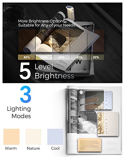 Opaul Book Reading Light With Timer, Book Light For Reading In Bed, Rechargeable Led Clip On Book Reading Light, Portable Adjustable Book Lights With 3 Colors & 5 Brightness, Gifts For Readers&Kids #TOP2