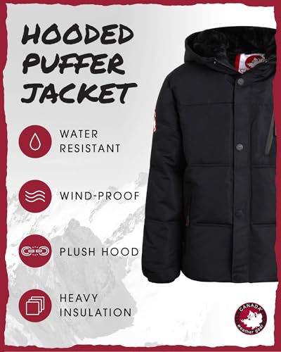 Image of CANADA WEATHER GEAR Boys' Puffer Jacket - Insulated Winter Nylon with Faux Fur Lining - Outerwear Ski Jackets for Boys (8-20)