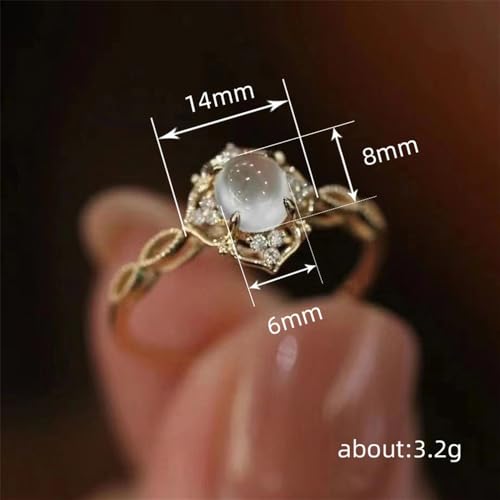 Elegant Lady's Wedding Ring with Oval Imitation Moonstone Graceful Gold Color Jewelry for Engagement4