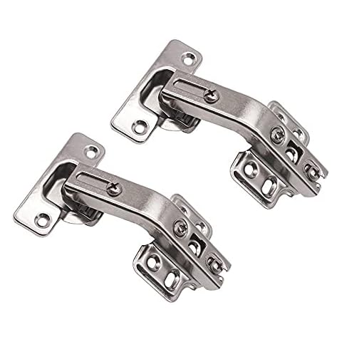 2 Pieces 135 Degree Angle Folding Cabinet Door Hinge Kitchen Bathroom Cabinet Two Holes Nickel-Plated Iron Furniture Hinge Cover