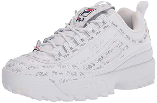 Fila Mujeres Deportivos de Moda, White/Navy/Red, Talla 7