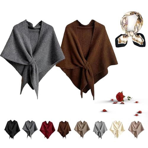 Women's Solid Color Scarf, Cashmere Knitted Cardigan Shawl Wool Cashmere for Women Pashmina