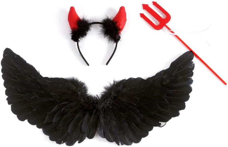 Halloween Costumes Kids Angel Costume,Feather Angel Wing and Halo Magic Wand for Girls Boys Halloween Party Angel Cosplay Costume Party for boys girls adults