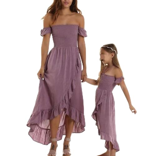Mommy and Me Dresses Matching Outfits Ruffles Ruffles Sleeve Maxi Dress for Mother and Daughter