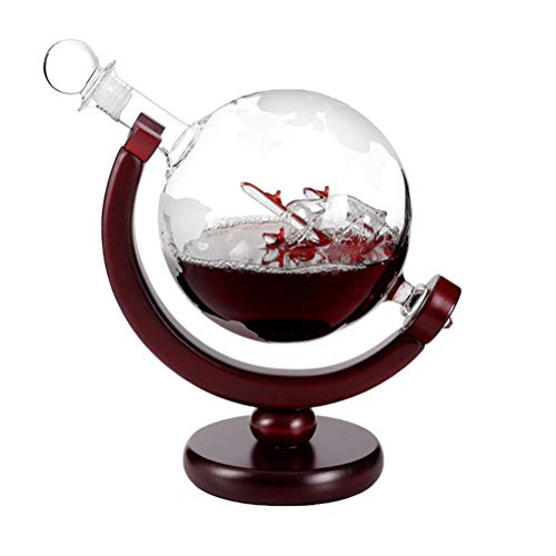 UPKOCH Mini-Wereld geëtst globe karaf whisky karaf met houder voor wodka jenever 850ml - Afbeelding 5