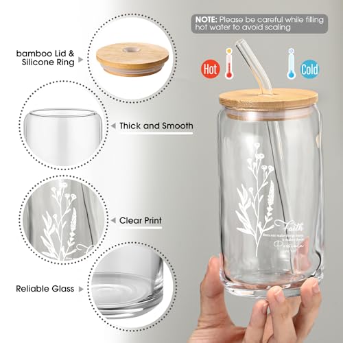 Fumete 6 Set Christian Gifts Religious Makeup Bag Bible Verse Glass Coffee Cup Mini Christian Compact Mirror Regalos Cristianos En Español for Church Sunday School Pastor Wife (Bright Colors)3