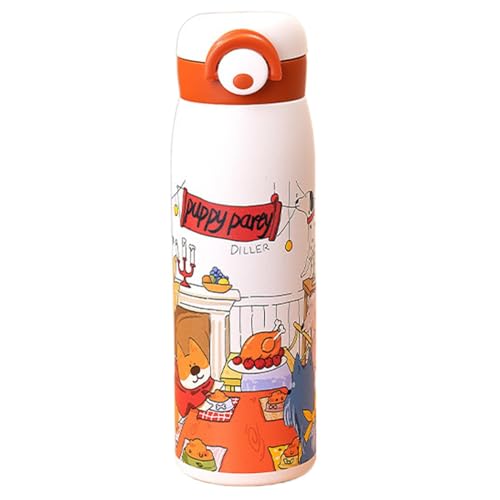 Dreuhuing Botella de agua fría y caliente, botella de agua de acero inoxidable con dibujos animados, taza de viaje, a prueba de fugas, para el hogar, escuela, viajes, camping