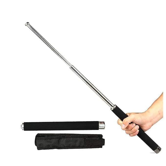 Image of Stainless Steel self Defence Stick Foldable Pointer Compact Magical Trekking Poles, Extendable Wand with Comfortable Grip & Hiking Stick, Extendable Wand with Non-Slip Grip
