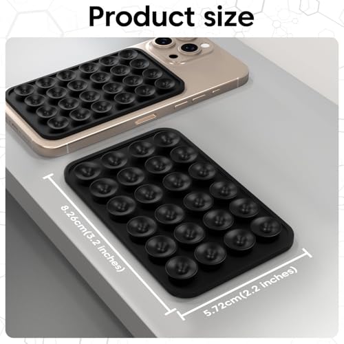 Image of Sounce Suction Phone Case, Silicone Suction Phone Case for Hands-Free Mobile Accessory Holder Grip, Video Phone Accessory Compatible Mirror, Shower-Black (Pack of-2)