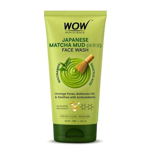 WOW Skin Science Japanese Matcha Mud Face Wash with Niacinamide & Salicylic Acid | Ceremonial Grade ...