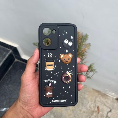 Image of Pikkme Back Cover for Realme 10 Pro 5G | 3D Cartoon Silicone Case Cute & Fun Full Protective Bumper Cover (Black)