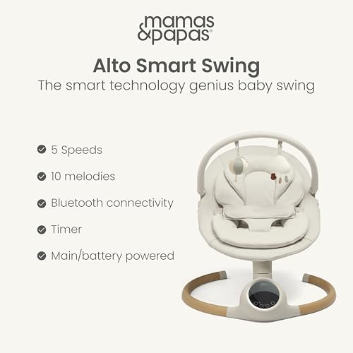 Miniatura 2 de Mamas Papas Alto Smart Baby Swing, Pantalla Táctil, Multivelocidad, Melodías, Bluetooth Y Control Remoto, Cachemira