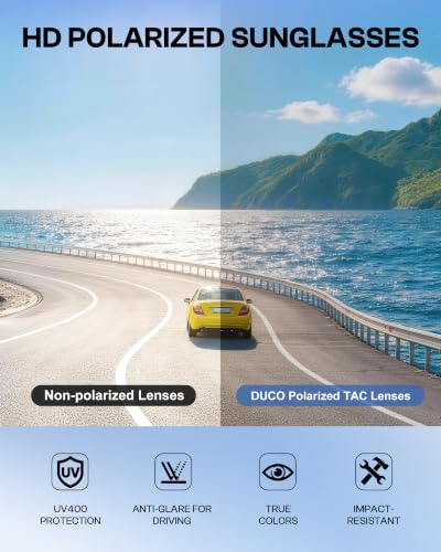 Image of DUCO Polarized Fit Over Sunglasses for Men and Women UV400 Protection Retro Square Wrap Around Shades for Driving Riding 8986