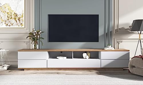 Dolamaní Supporto TV moderno ed elegante, pannello TV bianco, tavolo TV industriale, mobili per soggiorno TV, 180 x 38 x 46 cm