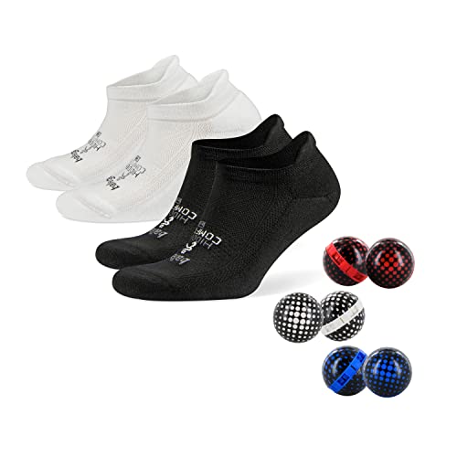 Balega Hidden Comfort No-show, Heel Tab, Running Socks & Sneakerballs for Men and Women (White & Black Medium, Set of Socks)