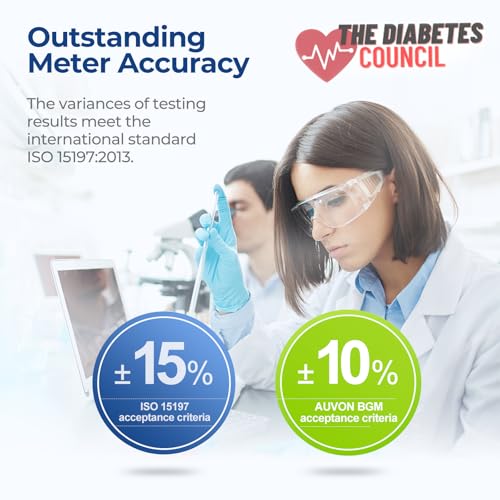 Image of AUVON Blood Glucose Monitor Kit for Accurate Test, 100 Strips, No Coding | Diabetes Testing Kit with 100 Glucometer Strips, 100 30G Lancets and Lancing Devices, DS-W Portable Sugar Test Kit