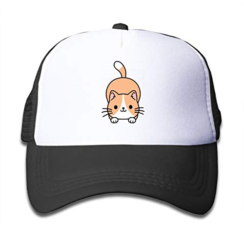 OASCUVER Kids Cat Hat Cute Adjustable Mesh Snapback Trucker for Boys Girls (Black Cat, one Size)