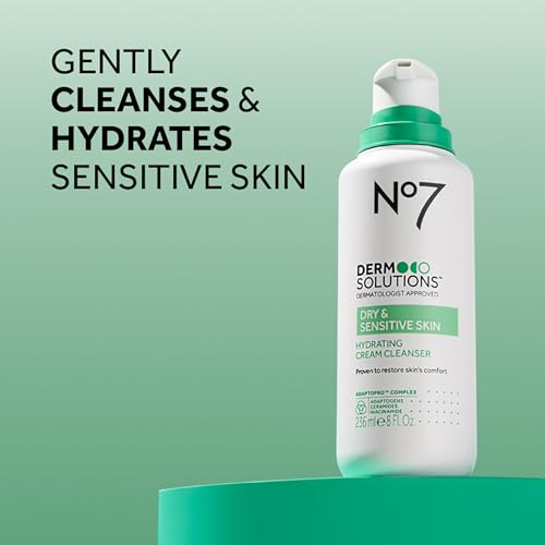Image of No7 Derm Solutions Hydrating Facial Cleanser - Gentle Cream Face Wash Formulated with Ceramides, Niacinamide & Adaptogens to Help Maintain Skin's Moisture Barrier - For Dry & Sensitive Skin (8 Fl Oz)
