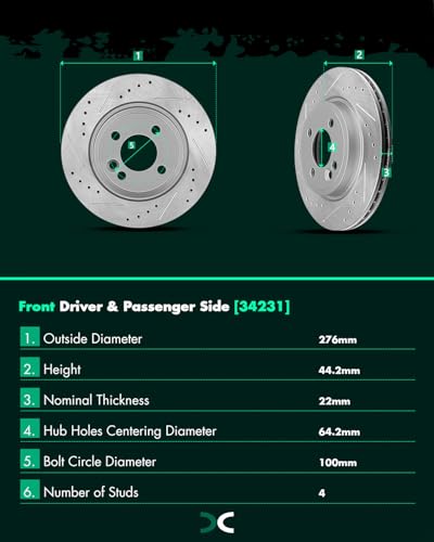 SCITOO Drilled & Slotted Brake Kit for 2002-2006 Mini Cooper - Image 6