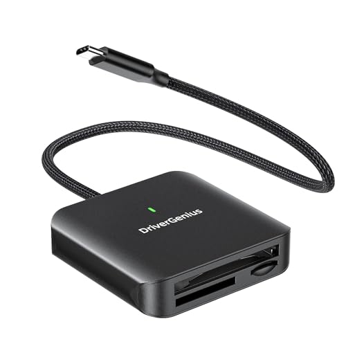 DriverGenius SpeedX CF-I | Lettore di Schede 3-in-1 USB-C – UHS-II SD4.0, microSD4.0, CF-I – Alta Velocità con Cavo Intrecciato 30cm – Ideale per Fotografi e Videomaker DSLR (Metallo, HB080)