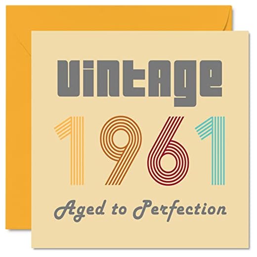 Tarjetas cumpleaños 61 hombres mujeres, vintage 1961 envejecido a perfección, 61 tarjetas cumpleaños divertidas ella, 145 mm x 145 mm, tarjetas felicitación cumpleaños mamá, papá, abuelo, niñera