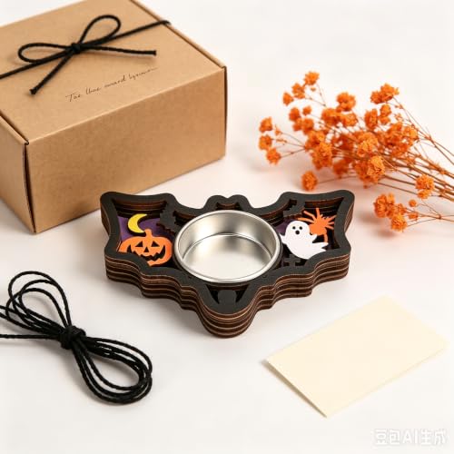 Halloween Candle Holder Bat Shaped Carving Halloween Decorations for Indoor - image 6