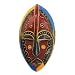NOVICA Red Blue and Yellow Sese Wood Wall Mounted African Mask, Uzoma'