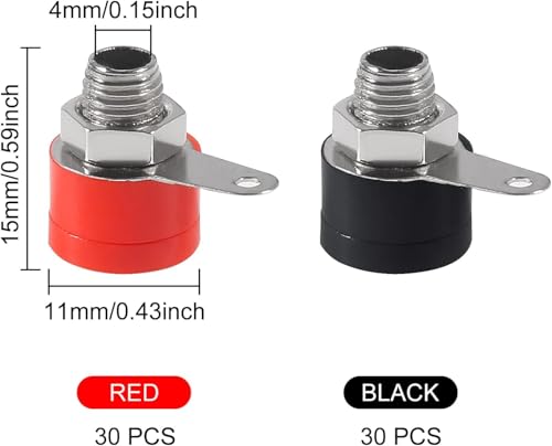 60 conectores banana plug 4mm (rojo+negro) miniatura 3
