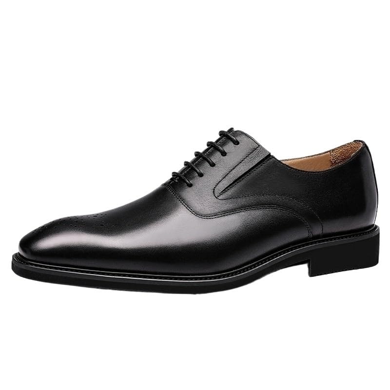 Mens Tuxedo Dress Shoes Mens Retro Business Height Increasing Non-Slip Softsole Walking Oxford Shoes Comfort Hand Stitched Derby