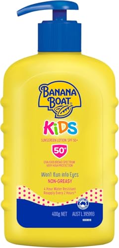 BANANA BOAT Kids Sunscreen Lotion SPF50+ 400g, UVA/UVB, Mild & Gentle, Fragrance-Free, 4-Hour Water Resistant, Made in Australia