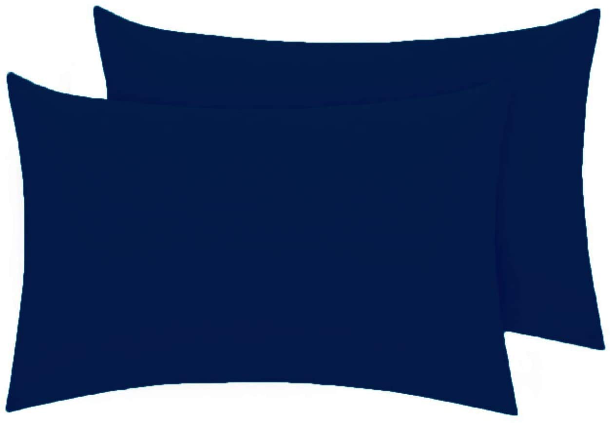 HOMES-LINEN Pillowcase Pack of 2 Housewife Luxury Percale Pillowcase 50x75cm 100% Polycotton Plain Dyed Pillow Cases (Housewife Pillow Case, Navy)