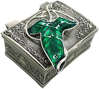 YANJIKEJI Elven Green Leaf Brooch Pin Pendant Necklace with Jewelry Box for Christmas Day/Valentine's Day/Birthday (Brooch)