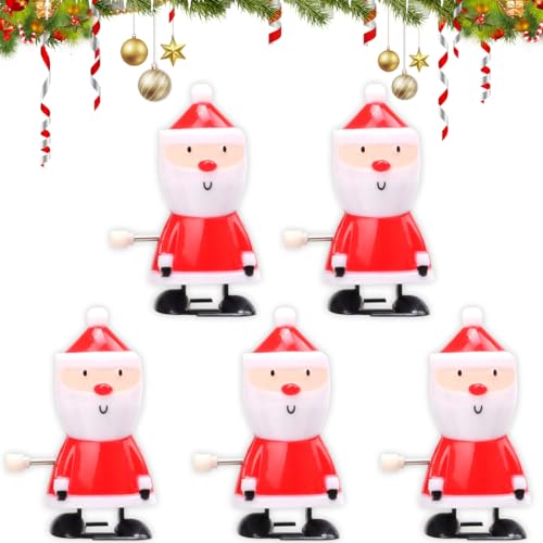 THQAE 5 peças brinquedos de corda de Natal, brinquedos natalícios com corda, brinquedo de corda de Pai Natal, presente de criança de Natal