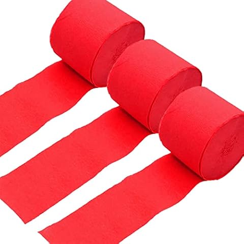 Ainmto 6 Rolls Red Crepe Paper Streamers(Each Roll 25M x 4.5CM),Perfect Decorations for Birthday Party Wedding or other Festivals Cover